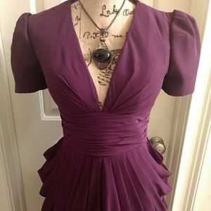 Deep V Neck Pleated Gown